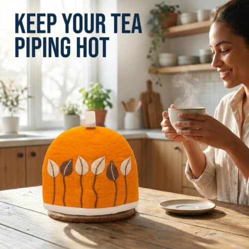 Image of Glaciart One Wool Teapot Cozy Kettle Cover | Dome Shaped Large Tea Cosy, Kettle or French Press | Handmade & Needle Felted from Natural Wool | Warms Up to 2 Hours | Great as Gift