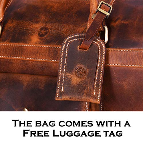 Aaron Leather 20 inch Full Grain Leather Weekender Duffle Bag (Brown)