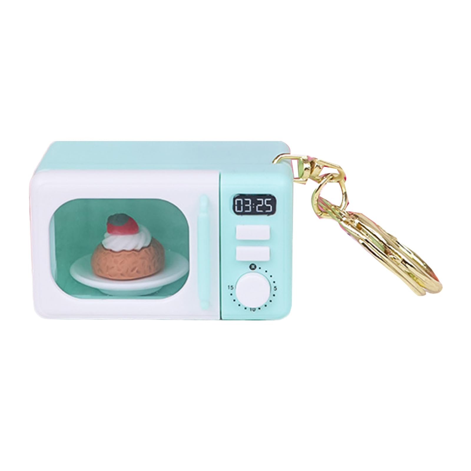 Micfeny Green Creative Microwave Keychain Interactive 'S Toy With Led Light Sound Effects Gold Lobster Clasp For Adults