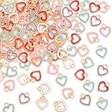 MARFOREVER 120 PCS Heart Charms for Jewelry Making, Valentine's Day Charms for Jewelry Making Assorted Gold Enamel Love Charm Valentine Heart Pendants for Bracelet Necklace Earrings Craft Supplies
