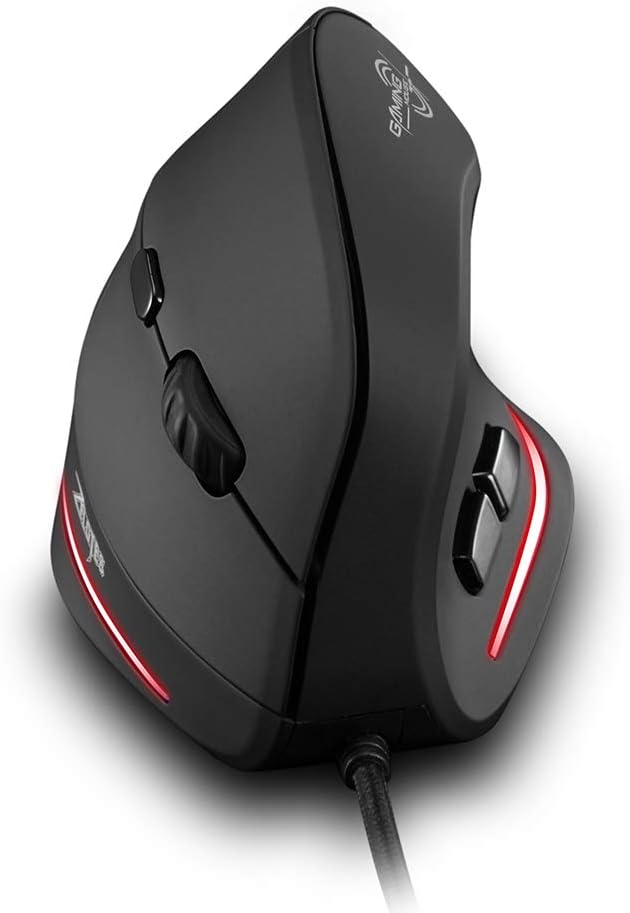 T20 Ergonomic Vertical Mouse, 3200 DPI 6 Buttons LED Optical USB Wired Gaming Mouse for Gamer, Notebook, PC, Mac, Desktop, Laptop (Black)