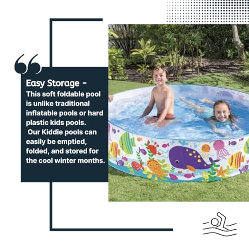 Image of LONGMIRE 5 Ft Round Swimming Pool for Kids Folding & Durable Swim Center Pool for Kids 1 to 5 Years No Need for an Air Pump - Multicolor