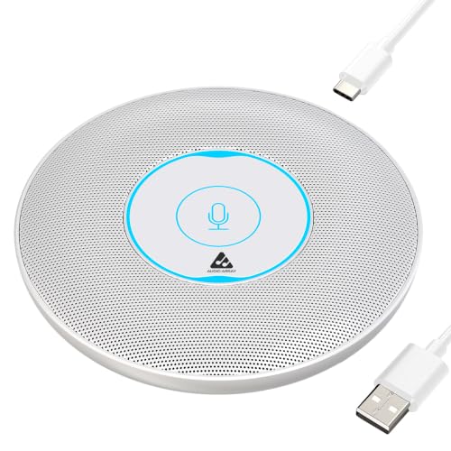 Image of Audio Array USB Plug & Play Conference Mic for Mac OS & Windows | Conference, Recording, Skype, Online Class with Range Upto 5M | One Touch Mute Button & Light Indicator (NOT A Speaker)| AM-C5 White