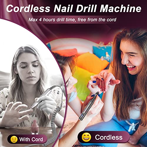 Auriox Electric Cordless Nail Drill Kit, Professional Rechargeable Nail File Portable E Filer Drill For Nails With Ceramic Nail Bit, Manicure Pedicure Set For Acrylic Nails, Gel, Grinder #TOP3