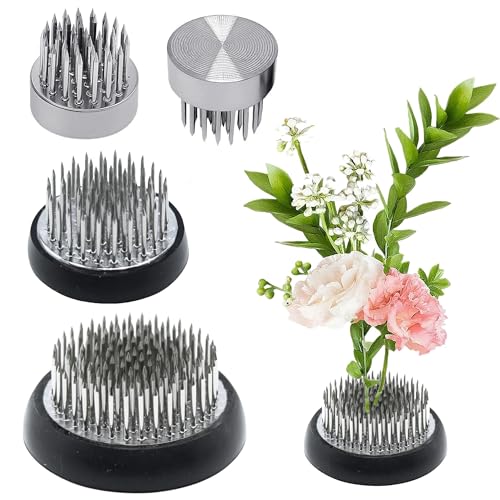 LYSHOOCE 4 Stück Blumenigel Set in 3 Größen (23/34/46 mm) Stabil rutschfest Kippsicher für Ikebana kenzan Ideal für Einsteiger und Blumenliebhaber