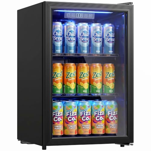 HOMCOM Frigorífico de Bebidas 70 L Mini Nevera Puerta de Vidrio Doble