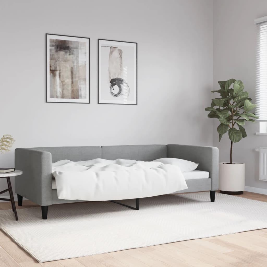 Brokky 353993 Letto da Giorno Grigio Chiaro 90x190 cm in Tessuto Divano Letto,Giroletto, Singolo, Matrimoniale, Moderna