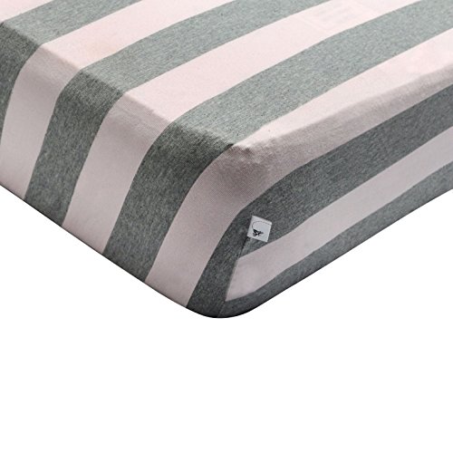 Burt's Bees Baby - Bold Stripe Fitted Crib Sheet, 100% Organic Crib Sheet for Standard Crib and Toddler Mattresses (Blossom)