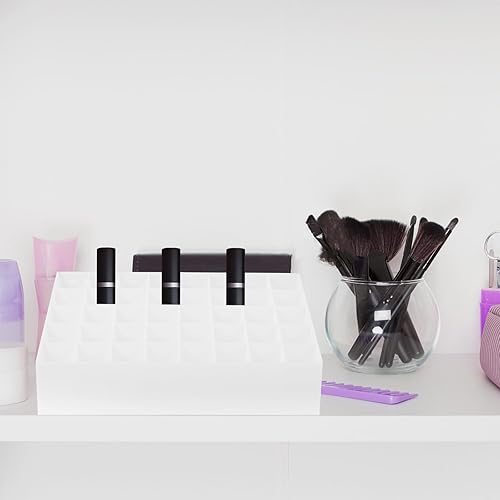 Miniatura 7 de FRCOLOR Caja de 40 ranuras para maquillaje, estuche para lápiz labial, estuche de almacenamiento de joyas, organizador de belleza, soporte para