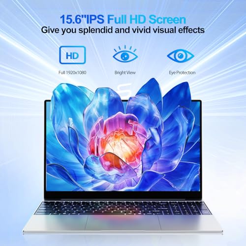 Image of 15.6-inch laptop computer, 16GB RAM, 512 GB SSD, 1080p IPS FHD Display, Backlit Keyboard, Webcam, Mini-HDMI, WiFi 5, Bluetooth, USB, Silver