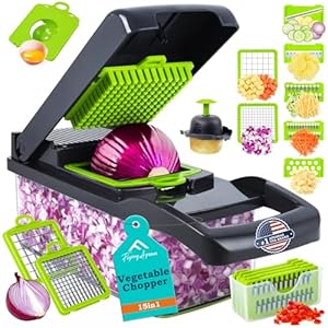 APSARAS USA Pro 15 in1 Vegetable Chopper, Food Chopper with Container, Veggie Cutter & Spiralizer for Onion Salad, Slicer&Spiralizer(Home Essential Gadget&Kitchen) 1.5L