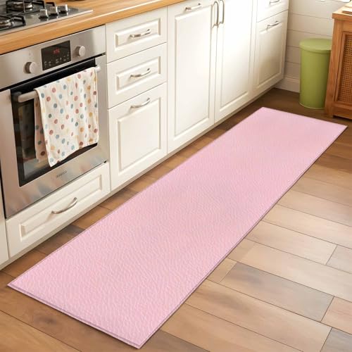 Washable 2x6 Runner Rugs for Hallway Kitchen, Solid Pink Non