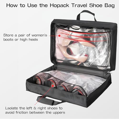 Shoe Bag for Travel with Handle, Travel Shoe Organizer Portable Luggage Shoe Storage Bag, Shoe Bags for Packing in Suitcase (Black)3