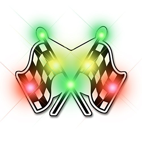 Light Up Checkered Flag Flashing Blinking LED Body Light Lapel Pins (25-Pack)