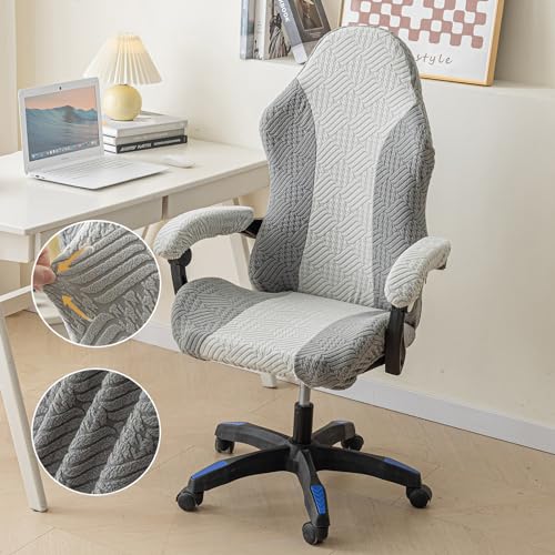 CACXKEP Gaming Chair Cover Office Chair Cover Game Chair Cover Stretchable with Armrest Covers Computer Chair Seat Covers Gaming Chair Cover Slipcovers,Gray