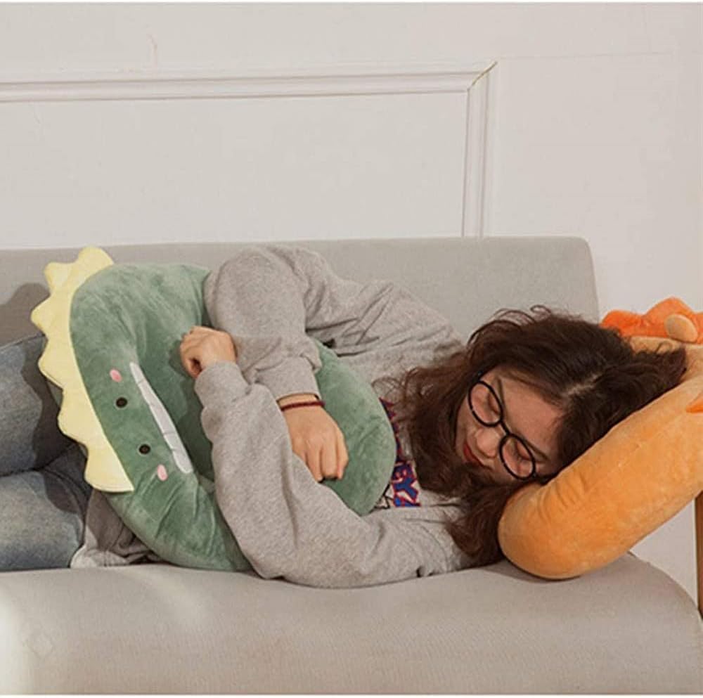 Cartoon Plush Animal Cushion, Round Padded Cute Decorative Cushion for Home, Office & Students (45cm/17.7in,Cactus)