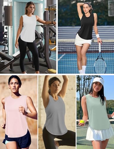 AURUZA Regata feminina Ice Silk para treino, sem mangas, atlética, longa, feminina, refrescante, cor