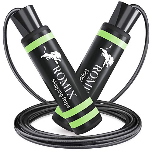 ROMIX Cuerda para Saltar, Alta Velocidad Crossfit Cuerda de Salto con Rodamientos Bolas y Mango de Espuma de Suave, Ajustable Skipping Rope para Fitness Ejercicio Boxeo MMA HIIT Hombre Mujer Adulto