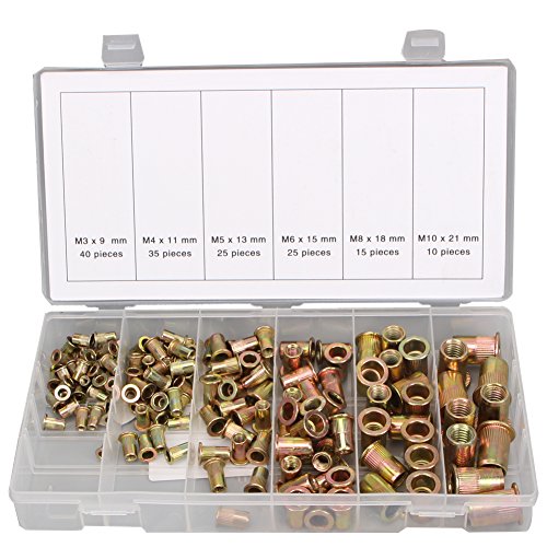 CCLIFE 150 PCS rivets rivet ecrou fileté Écrou de Rivet en Acier au Carbone et Plaqué au Zinc M3 M4 M5 M6 M8 M10 Cover