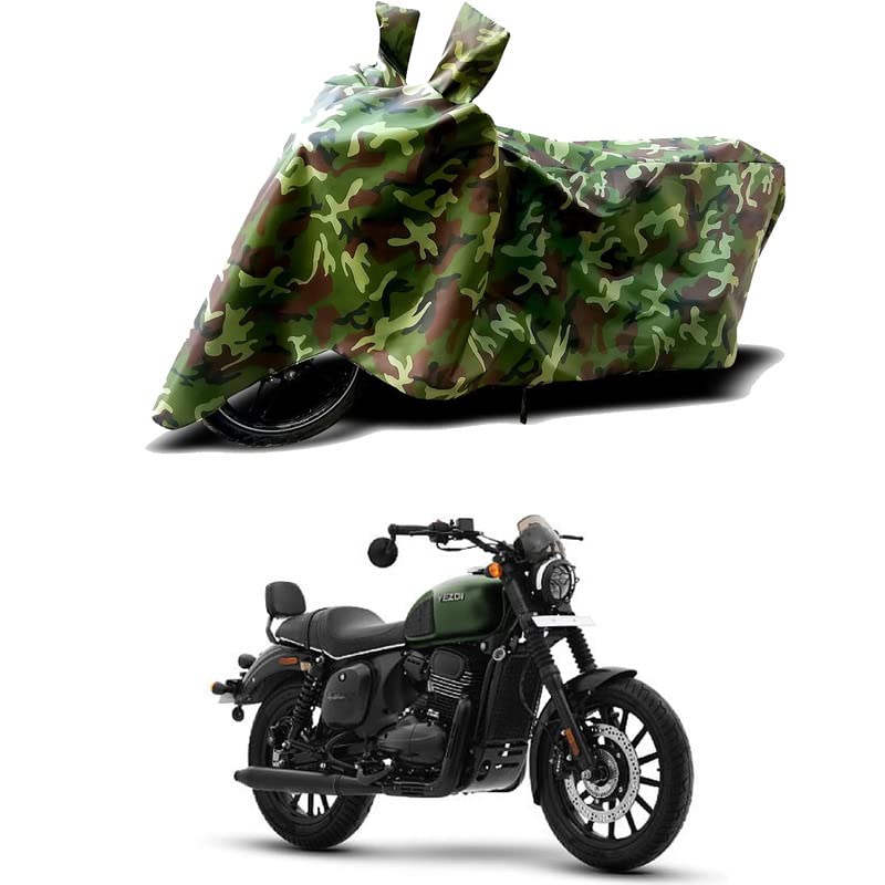 Image of 100% Water Resistant Bike Scooty Two Wheeler Body Cover Compatible for Yezdi Roadster Hunter /UV-Rays /Heat Protection /Birds Dropping /Scratchproof /Dust Proof /Waterproof /All Varient[Green MJ]