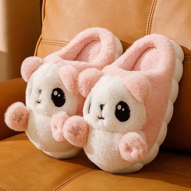 HANDKEI Women's bear slippers, animal slippers, home and indoor plush slippers - Image 3