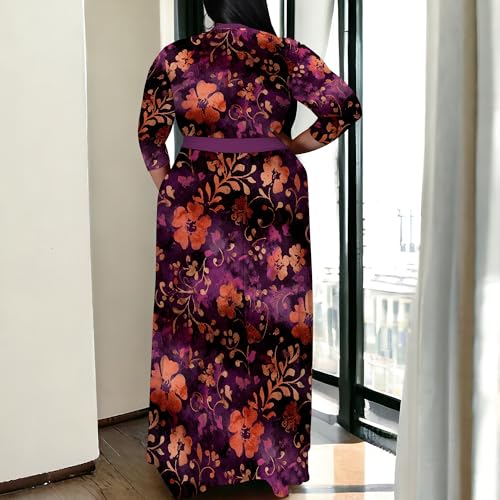 Image of SUZONANA Women's Plus Size Maxi Dresses Casual Loose Short Sleeve Long Maxi Dress with Belt Wedding