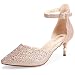 IDIFU Women's IN2 Candice Wedding Rhinestones Sequins Low Kitten Heels Pumps Dress Evening Shoes for Women Bridal Bride