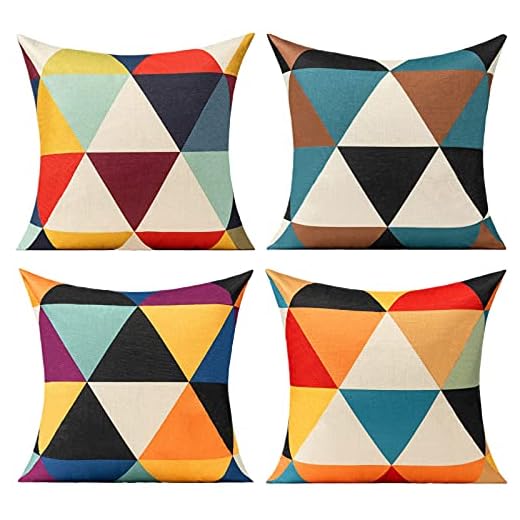 All Smiles Colorido Funda cojin 45 x 45 y Almohada Exterior Triángulo Geométrico Cubierta Cojines Decorativos para Sofa Cojines Mostaza Amarillos