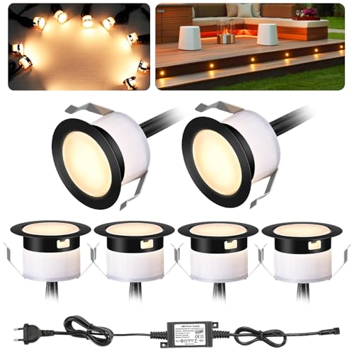 6er Set Warmweiß Bodeneinbaustrahler Aussen LED, Ø31mm DC12V Mini Spots Deck Light Terrassenbeleuchtung, IP67 Wasserdicht Einbauleuchten für Garten Treppen Holzdeck 6er Set Warmweiß Bodeneinbaustrahler Aussen LED, Ø31mm DC12V Mini Spots Deck Light Terrassenbeleuchtung, IP67 Wasserdicht Einbauleuchten für Garten Treppen Holzdeck