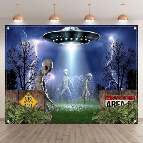 Fondo fotográfico de tela 8x6ft con diseño de OVNI miniatura 2