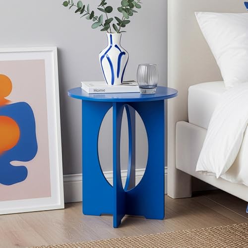 [en.casa] Table d'Appoint avec Plateau Rond Bout de Canapé Design Guéridon Table de Chevet Petite Table Basse Moderne Décorative pour Salon Chambre Bureau MDF 49 x 40...