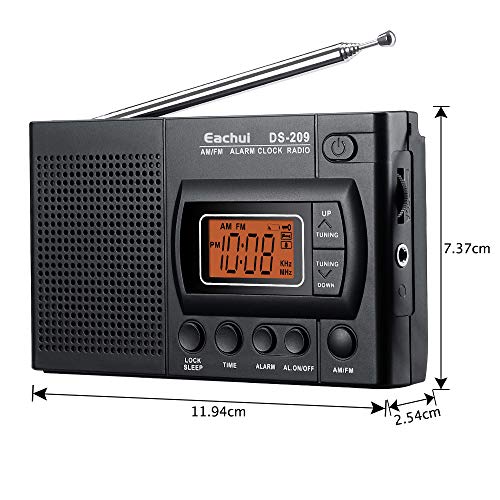 Eachui Tragbarer AM FM Radio, Kleines Radio mit Lautsprecher, Kopfhörerbuchse, Sleep-Timer, Alarm Wecker… - Image 4