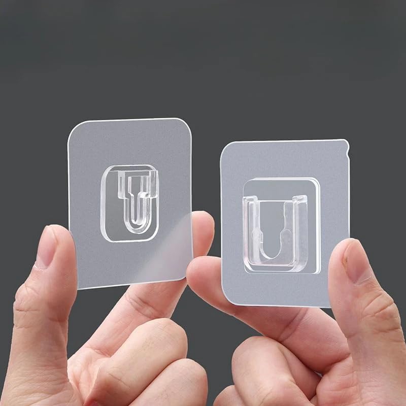 Image of 6 Pack Transparent Self Adhesive Male Female Wall Sticker Hooks Waterproof Sticky Hooks for Home Kitchen Bathroom Hanging Mobile Cases Spike Guards Toilet Brush Photo Frames Accessories