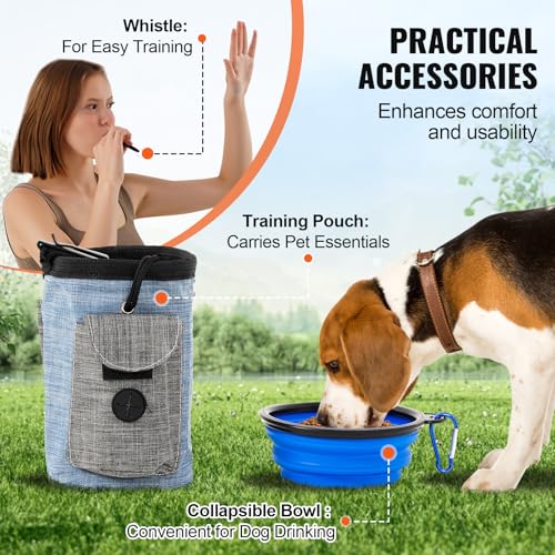 VEVOR Hunde-Agility-Trainingsausrüstung, 5-teiliges Kombinationsset mit verstellbaren hohen Hürden, 6 Slalomstangen, Tunnel, Sprungring, Pausenbox, Pfeife, faltbarer Schüssel, Welpen-Hindernisparcours