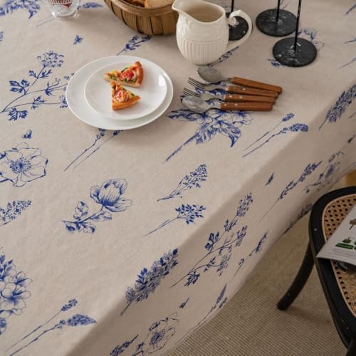 Nappe en lin de coton bleu 140x180 cm pour table basse de salon - 4