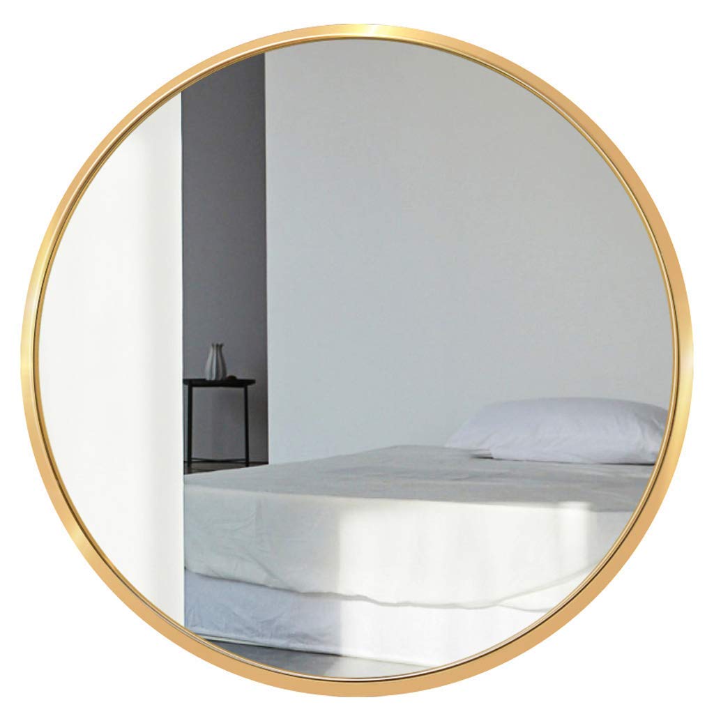 TYUHDUYUR Metal Framed HD Wall Mirror 4CM Thick Circle Decorative Hanging Wall Shaving Mirror 2 Colours 4 Sizes (Gold 60x60CM)