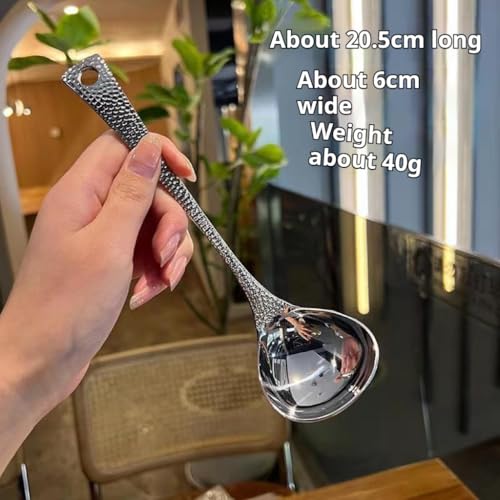2PCS stainless steel ladle Stainless steel hot pot spoon soup ladle fish scale handle soup ladle household kitchen cooking spoon long handle soup shell spoon