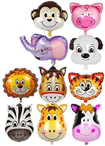 Borang 10 Pieces Jungle Safari Animals Balloons 22 Inch Giant Zoo Animal Balloons Kit For Jungle Safari Animals Theme Birthday Party Decorations Kids Gift Birthday Party Décor