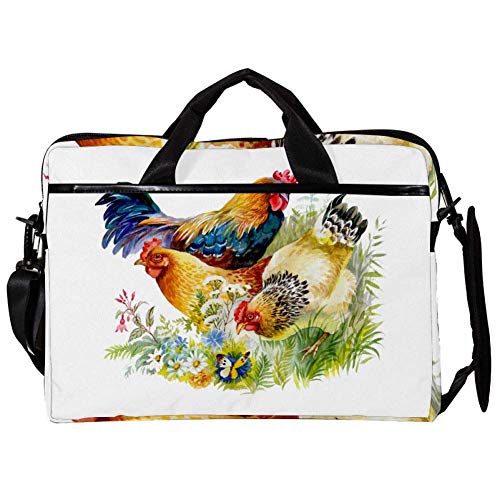 Funda bandolera de 14-15 pulgadas con estampado de gallinas para portátil