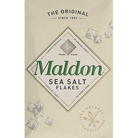 Maldon - Sea Salt Flakes, Unique Pyramid Shaped Salt Flakes, Perfect Balance of Natural Minerals, Perfect for a Wide Range of Dishes, Hand-Harvested for Four Generations, 250g Box Cover