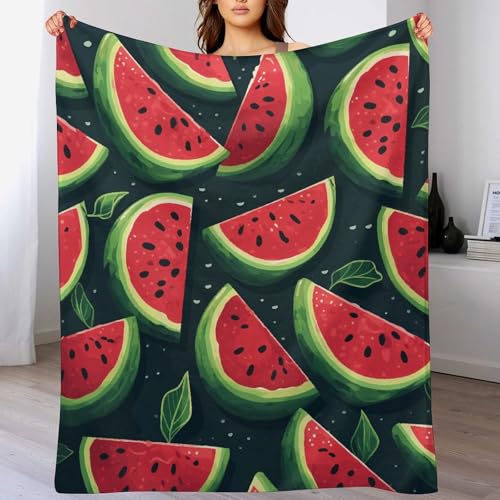 Couverture en flanelle rouge pastèque douce pour canapé et lit