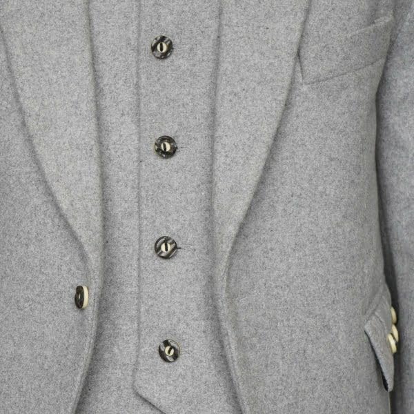 100% WOOL Argyle kilt Jacket & Waistcoat/Vest, Scottish Argyle Jacket Light Grey3