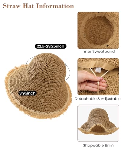 Image of Beach Bags for Women & Sun Hat Set, Beach Hats for Women UPF 50+ Protection for Summer Travel 2026