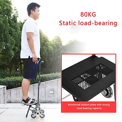 Einkaufstrolley, zusammenklappbar, wasserdicht, für Lebensmittel, Einkaufen, mit Rädern, tragbar, Schwarz 40 x 88 cm – Bild 4