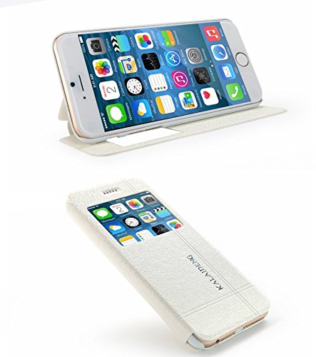 for Apple iPhone 6 4.7" Elegant Flip Case Cover with Back Stand by KALAIDENG - White