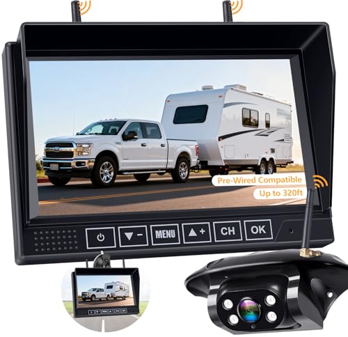 Emmako Digital Wireless Backup Camera and 7'' Monitor System For RV/Truck/Trailer/Camper,Upgraded Newest Camera For True Color A