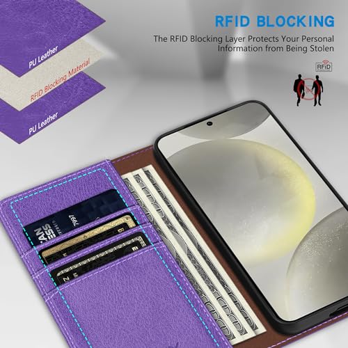 Image of ZZXX for Galaxy S23 FE Wallet Case Strong Magnetic 6.4 inch,Purple