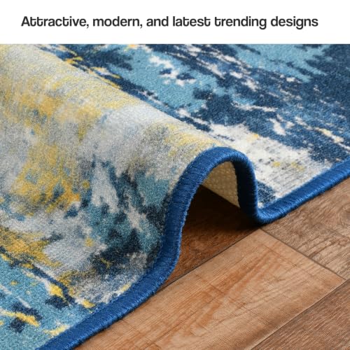 Image of FRESH FROM LOOM Luxury Anti Skid Carpet for Living Room, Hall & Bedroom | 100% Nylon Carpet | Anti Fade | Rubber Backing Grip | Quick Cleaning | Washable (Steel-Blue| Size:- 90x150 Cm or 3x5 Fts)