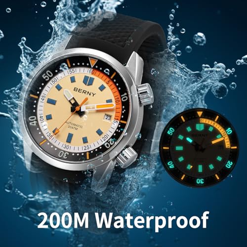 Image of BERNY Diver Watch, Watch, Men's, Automatic Watch, Men's Diving Watch, Automatic Mechanical Watch, 20ATM Water Resistant, Sapphire Glass, Ultra Luminous Divers Watch