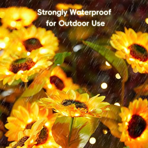 XhuangTech 3 Pack 9 Flowers Solar Sunflower Lights Outdoor Garden Waterproof - Image 4